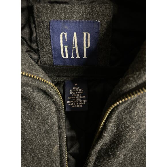 Men’s Charcoal Gray Wool Blend Zip Jacket Medium Lined GAP Classic Style Y2k - Picture 2 of 9
